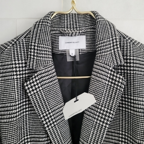 NWT Current/Elliott Calla Blazer Jacket Black White Houndstooth 2-Button Size 2 - Picture 4 of 10
